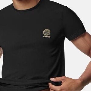 Versace Medusa Logo Mens Crewneck Black Short Sleeve T-shirt Size: 7 (XXL) NEW